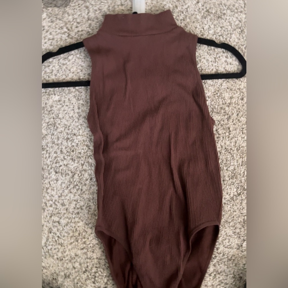 Zara Brown mock neck sleeveless shirt